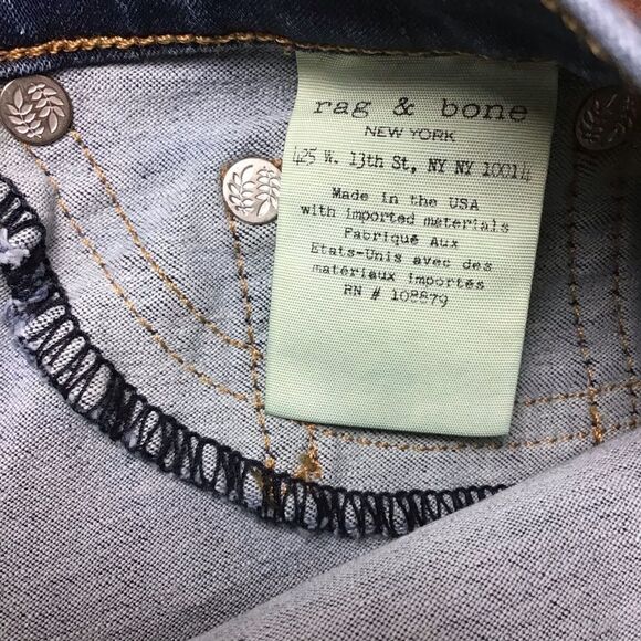 RAG & bone high rise blue flattering and sexy skinny jeans ripped knee size 24 - Picture 8 of 13